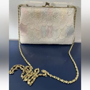 La Regale Pastel Beaded Purse Evening Bag Pink Blue Green Yellow Vintage 80s